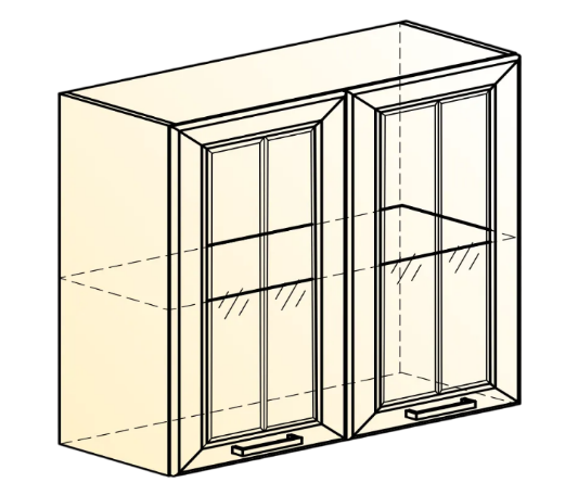 Кухонный шкаф Атланта L800 Н720 (2 дв. рам.) эмаль (белый/белый глянец патина золото) в Соликамске - изображение 1