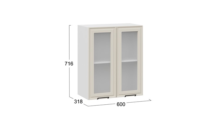 Навесной шкаф Белладжио 1В6С (Белый, Софт панакота) в Перми - изображение 2