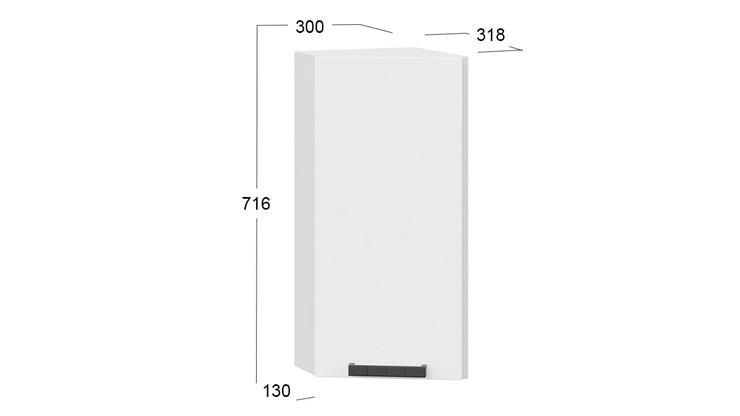 Кухонный шкаф торцевой Детройт 1В3Т (Белый/Белый глянец) в Перми - изображение 2