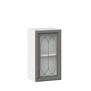 Настенный шкаф Джелатто 400 со стеклом ЛД 241.320.000.102, Белый/Оникс серый в Кунгуре