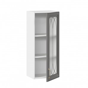 Шкаф на кухню Джелатто 400 высокий со стеклом ЛД 241.420.000.110, Белый/Оникс серый в Перми - предосмотр 1