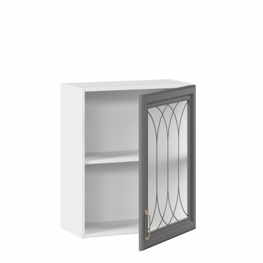 Настенный шкаф Джелатто 600 со стеклом ЛД 241.350.000.105, Белый/Оникс серый в Перми - изображение 1