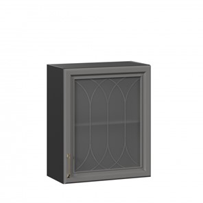 Шкаф настенный Джелатто 600 со стеклом ЛД 241.350.000.147, Черный/Оникс серый в Перми