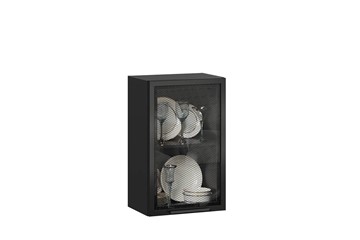 Навесной кухонный шкаф Герда 450 стекло 279.330.000.092 (Чёрный/Чёрный) в Перми - предосмотр