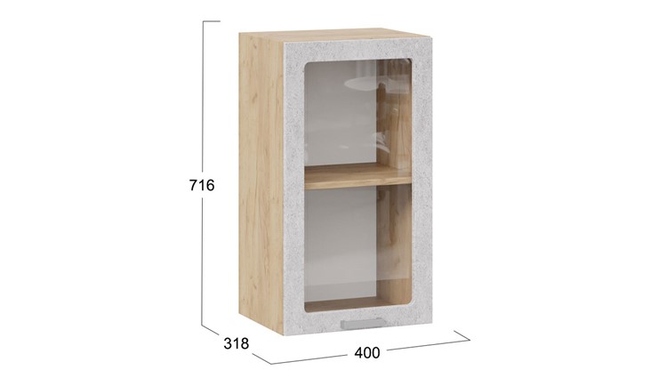 Навесной кухонный шкаф Гранита 1В4С (Дуб крафт золотой/Бетон снежный) в Перми - изображение 1