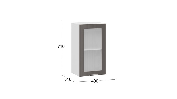 Шкаф настенный Кимберли 1В4С (Белый, Муссон) в Перми - изображение 2
