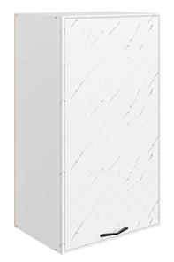 Настенный шкаф Монако L450 Н900 (1 дв. гл.), белый/мрамор пилатус матовый в Кунгуре