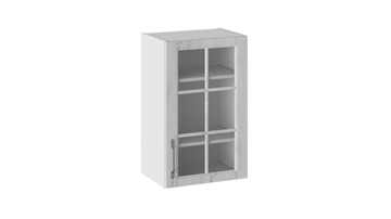 Кухонный шкаф Прованс (Белый глянец/Санторини светлый) со стеклом В_72-45_1ДРс в Кунгуре