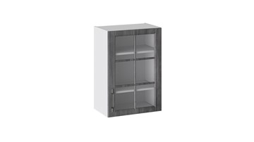 Кухонный шкаф Прованс (Белый глянец/Санторини темный) со стеклом В_72-50_1ДРс в Березниках