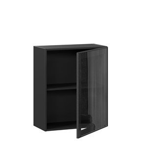 Навесной кухонный шкаф со стеклом 600 Индиго ЛД 298.350.000.063, Чёрный/Чёрный в Перми - предосмотр 1