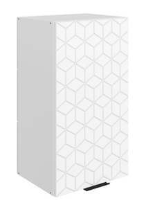 Навесной кухонный шкаф Стоун L400 Н720 (1 дв. гл.) с фрезировкой (белый/джелато софттач) в Перми - предосмотр