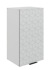 Шкаф кухонный Стоун L400 Н720 (1 дв. гл.) с фрезировкой (белый/лайт грей софттач) в Перми - предосмотр