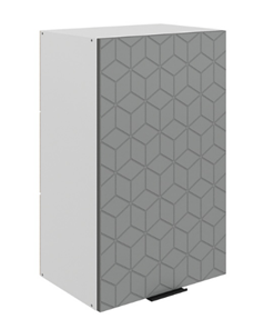 Кухонный навесной шкаф Стоун L450 Н720 (1 дв. гл.) с фрезировкой (белый/оникс софттач) в Перми - предосмотр