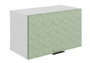 Кухонный навесной шкаф Стоун L600 Н360 (1 дв. гл.) с фрезировкой (белый/полынь софттач) в Перми
