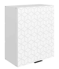 Навесной кухонный шкаф Стоун L600 Н720 (1 дв. гл.) с фрезировкой (белый/джелато софттач) в Перми - предосмотр