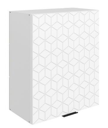 Навесной кухонный шкаф Стоун L600 Н720 (1 дв. гл.) с фрезировкой (белый/джелато софттач) в Перми - изображение