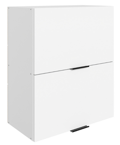Кухонный навесной шкаф Стоун L600 Н720 (2 дв. гл. гориз.) (белый/джелато софттач) в Перми