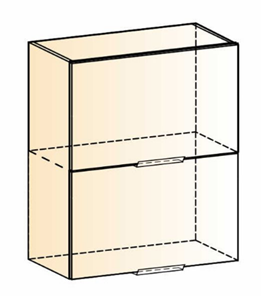 Кухонный навесной шкаф Стоун L600 Н720 (2 дв. гл. гориз.) (белый/джелато софттач) в Перми - предосмотр 1