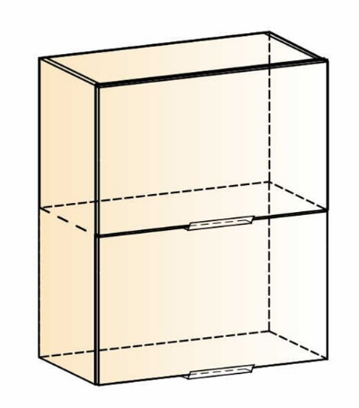 Кухонный навесной шкаф Стоун L600 Н720 (2 дв. гл. гориз.) (белый/джелато софттач) в Перми - изображение 1