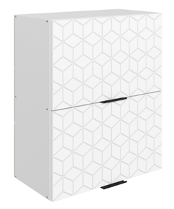 Кухонный шкаф Стоун L600 Н720 (2 дв. гл. гориз.) с фрезировкой (белый/джелато софттач) в Перми - предосмотр