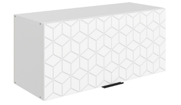 Навесной кухонный шкаф Стоун L800 Н360 (1 дв. гл.) с фрезировкой (белый/джелато софттач) в Перми