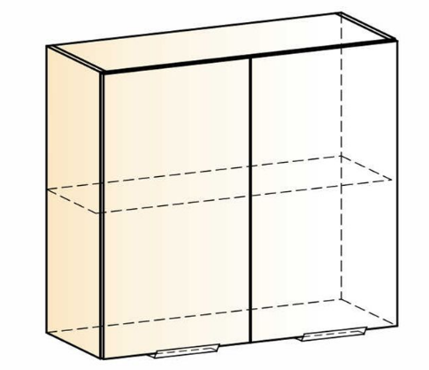Шкаф настенный Стоун L800 Н720 (2 дв. гл.) (белый/джелато софттач) в Перми - изображение 1