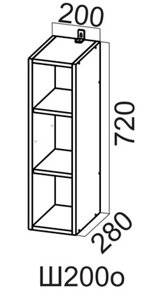 Шкаф настенный Вельвет, ш200о/720 (открытый) в Перми - изображение
