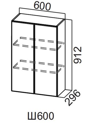 Шкаф навесной Вельвет Ш600/912 в Перми - изображение