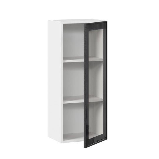 Шкаф на кухню высокий со стеклом 400 Индиго ЛД 298.420.000.026, Белый/Чёрный в Перми - изображение 1