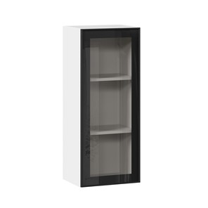 Шкаф на кухню высокий со стеклом 400 Индиго ЛД 298.420.000.026, Белый/Чёрный в Соликамске