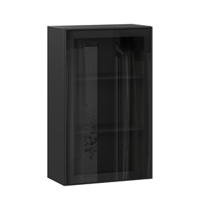 Шкаф на кухню высокий со стеклом 600 Индиго ЛД 298.450.000.170, Чёрный/Чёрный в Перми - предосмотр