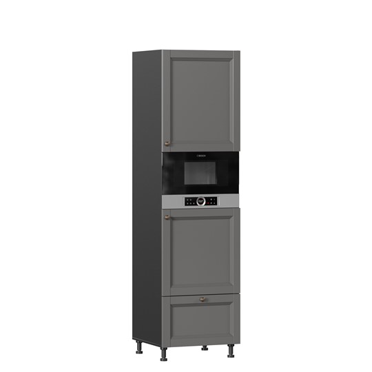 Шкаф-пенал кухонный для посуды Амели-3 600 с 4 дверями ЛД 299.470.000.054, Черный/Оникс серый в Перми - изображение 3