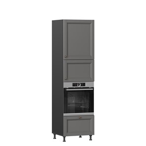 Шкаф-пенал кухонный для посуды Амели-3 600 с 4 дверями ЛД 299.470.000.054, Черный/Оникс серый в Перми - предосмотр 6