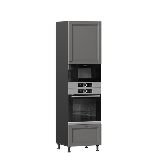Шкаф-пенал кухонный для посуды Амели-3 600 с 4 дверями ЛД 299.470.000.054, Черный/Оникс серый в Перми - изображение 7