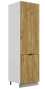 Шкаф-пенал Стоун L600 под холодильник (2 дв.гл.) (белый/акация светлая) в Перми