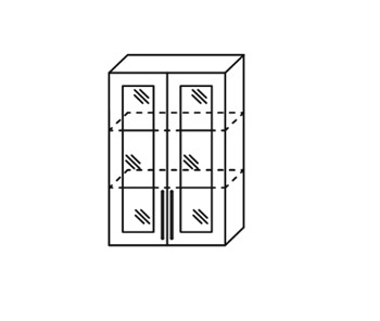 Кухонный шкаф Мыло, настенный двухдверный с полкой со вставкой из стекла 918*600*320 в Перми - предосмотр