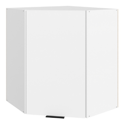 Шкаф навесной угловой Стоун  L600x600 (1 дв. гл.) (белый/джелато софттач) в Перми - изображение