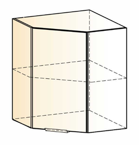 Шкаф навесной угловой Стоун  L600x600 (1 дв. гл.) (белый/джелато софттач) в Перми - предосмотр 1
