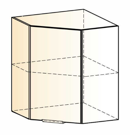 Шкаф навесной угловой Стоун  L600x600 (1 дв. гл.) (белый/джелато софттач) в Перми - изображение 1