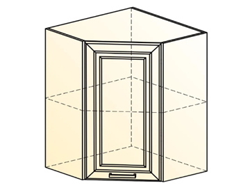 Угловой навесной шкаф Атланта L600х600 Н720 (1 дв. гл.) эмаль (белый/белый глянец патина золото) в Перми - предосмотр 1