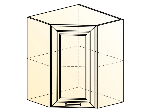 Угловой навесной шкаф Атланта L600х600 Н720 (1 дв. гл.) эмаль (белый/белый глянец патина золото) в Перми - изображение 1