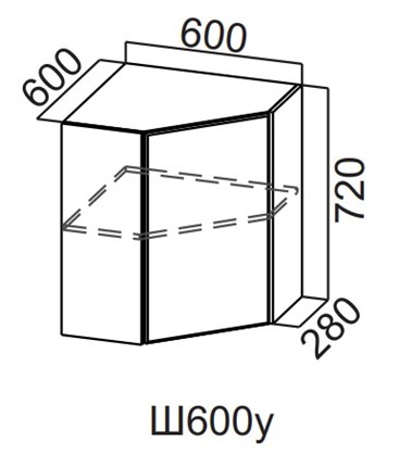 Шкаф настенный угловой Вельвет Ш600у/720 в Перми - изображение