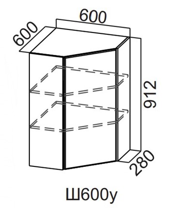 Угловой шкаф навесной Вельвет Ш600у/912 в Перми - изображение