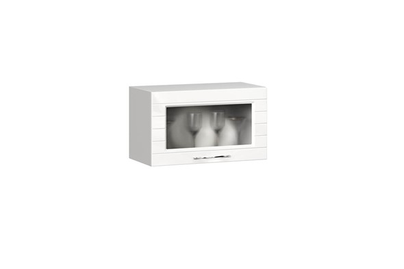 Кухонный шкаф для вытяжки Анастасия 600 стекло 002.521.000 белый глянец в Перми - изображение