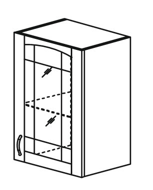 Кухонный шкаф Кантри настенный однодверный с полкой со вставкой из стекла 718*500*320мм в Перми - изображение