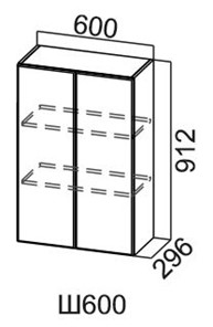 Навесной шкаф Модус, Ш600/912, фасад "галифакс табак" в Перми - предосмотр
