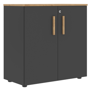 Низкий шкаф широкий с малыми дверцами FORTA Графит-Дуб Гамильтон  FLC 80.1(Z) (798х404х801) в Соликамске