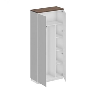 Шкаф для одежды с дополнением Bravo, дуб гладстоун/белый премиум/белый премиум (90х40х203.4) в Перми