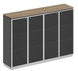 Шкаф для документов средний со стеклянными дверьми в рамке Bravo (180,2х40х124,6) СИ 321 ДС АР ХР в Перми