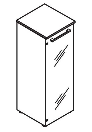 Шкаф средний  со стеклянной дверцей MORRIS Дуб Базель/Венге Магия MMC 42.2 (429х423х1188) в Перми - изображение 2